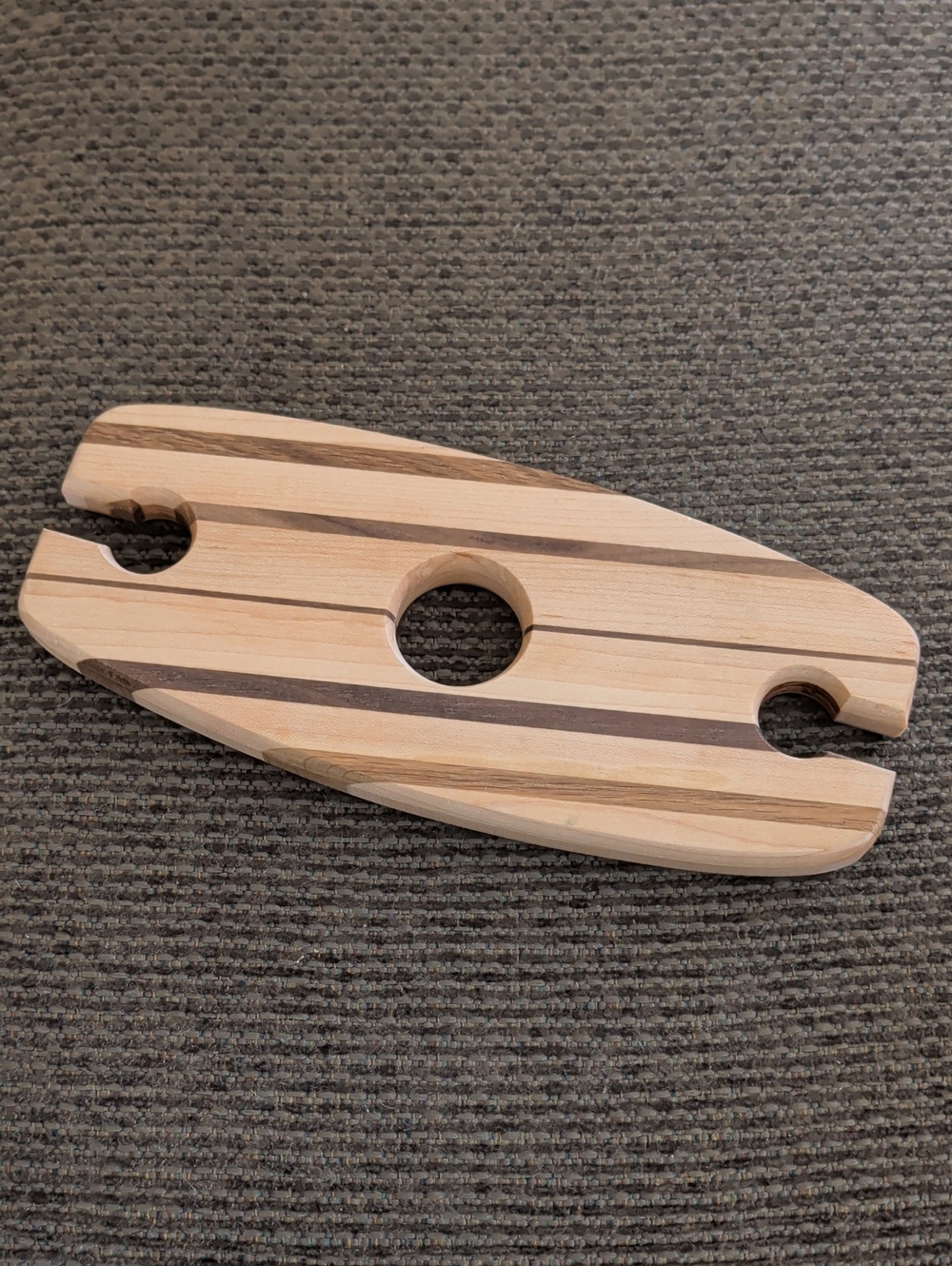 Striped Wooden Bottle and Glass Serving Board - Natural Wood